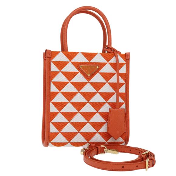 PRADA Hand Bag Canvas Orange - Picture 1 of 13